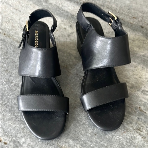 Aerosoles Black Wedge Willa  Sandals 8.5 Size - Picture 2 of 8